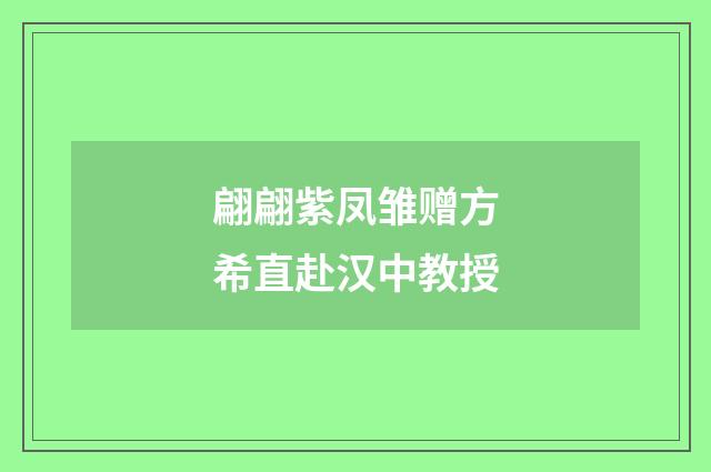 翩翩紫凤雏赠方希直赴汉中教授