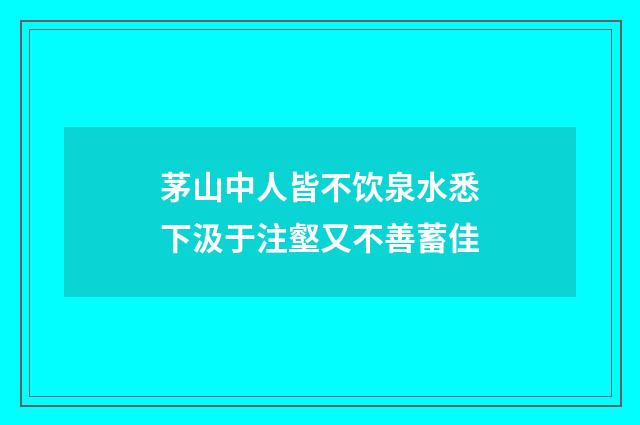 茅山中人皆不饮泉水悉下汲于注壑又不善蓄佳