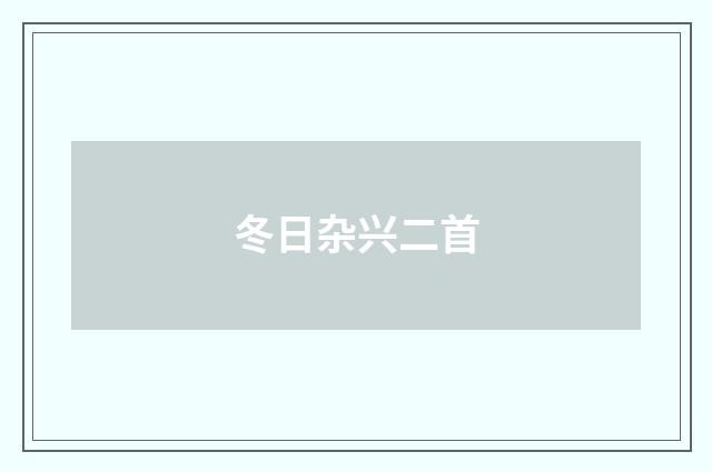 冬日杂兴二首