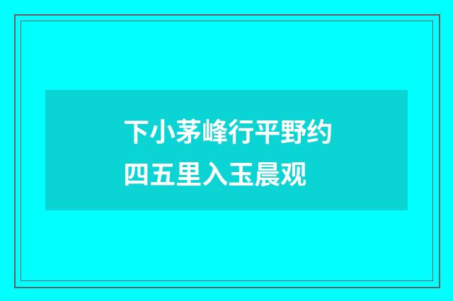 下小茅峰行平野约四五里入玉晨观