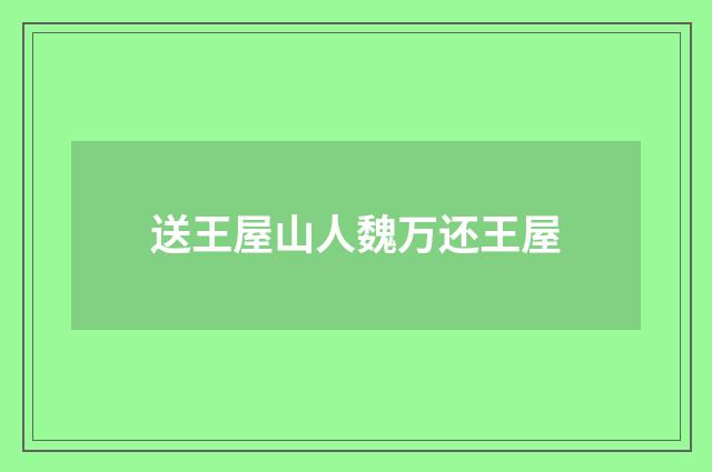 送王屋山人魏万还王屋