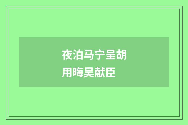 夜泊马宁呈胡用晦吴献臣