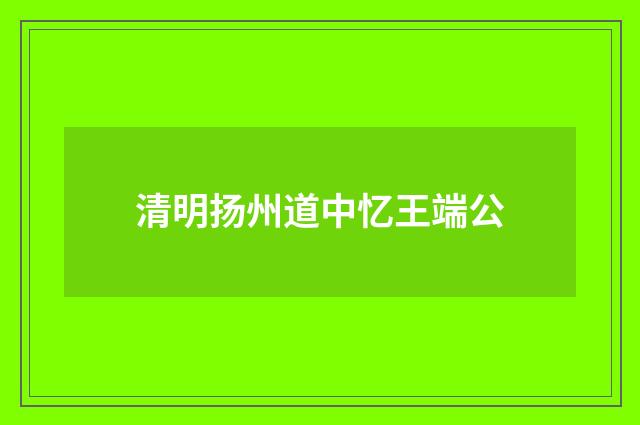 清明扬州道中忆王端公