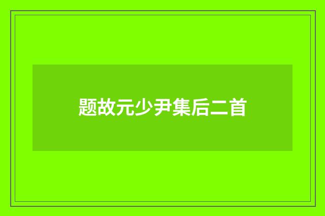 题故元少尹集后二首