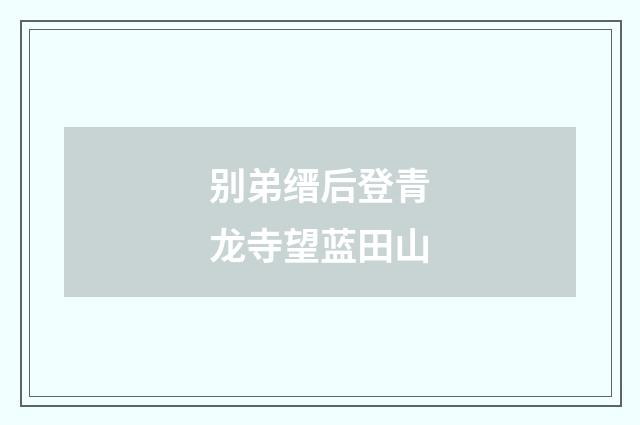 别弟缙后登青龙寺望蓝田山