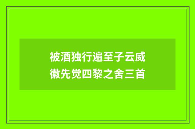 被酒独行遍至子云威徽先觉四黎之舍三首