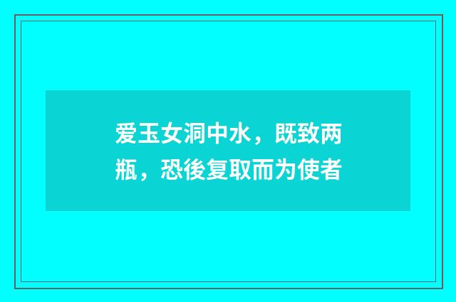 爱玉女洞中水，既致两瓶，恐後复取而为使者