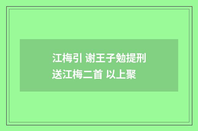 江梅引 谢王子勉提刑送江梅二首 以上聚