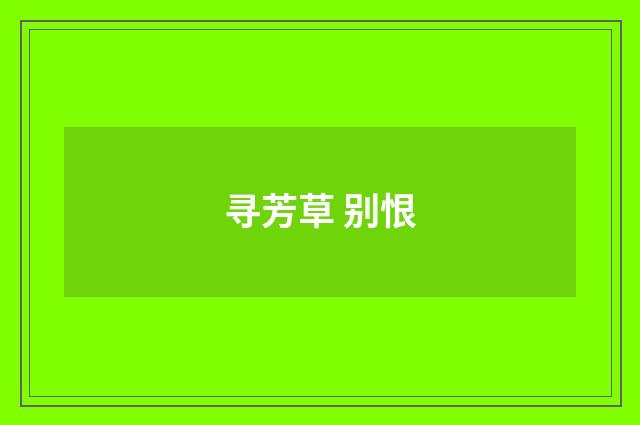 寻芳草 别恨