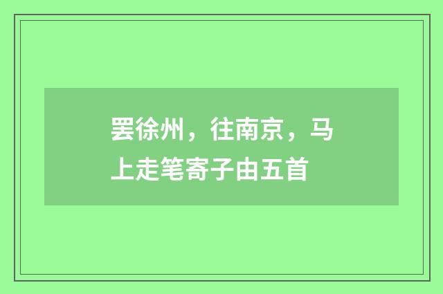 罢徐州，往南京，马上走笔寄子由五首