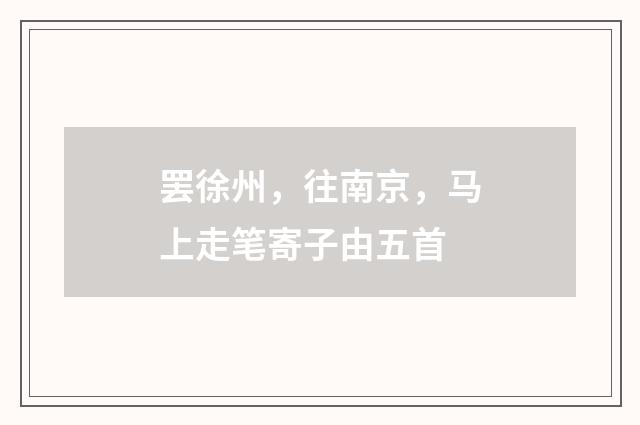 罢徐州，往南京，马上走笔寄子由五首
