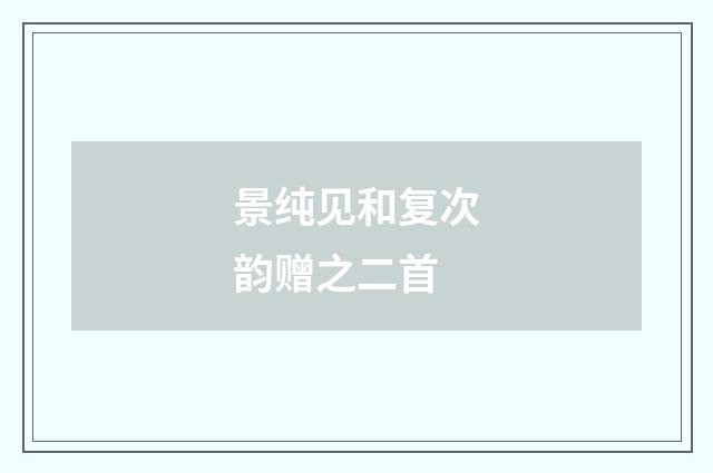 景纯见和复次韵赠之二首