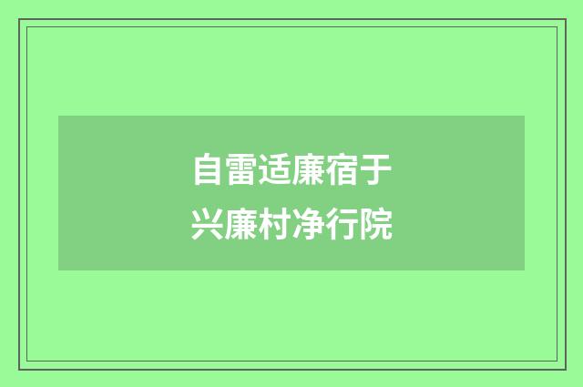 自雷适廉宿于兴廉村净行院