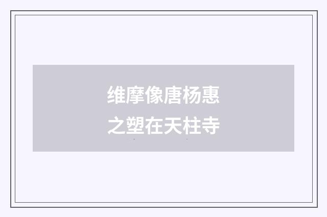 维摩像唐杨惠之塑在天柱寺