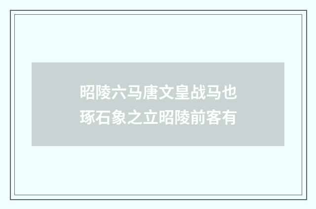 昭陵六马唐文皇战马也琢石象之立昭陵前客有