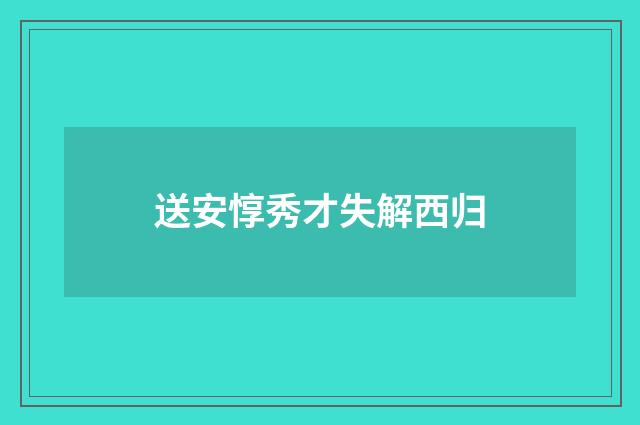 送安惇秀才失解西归