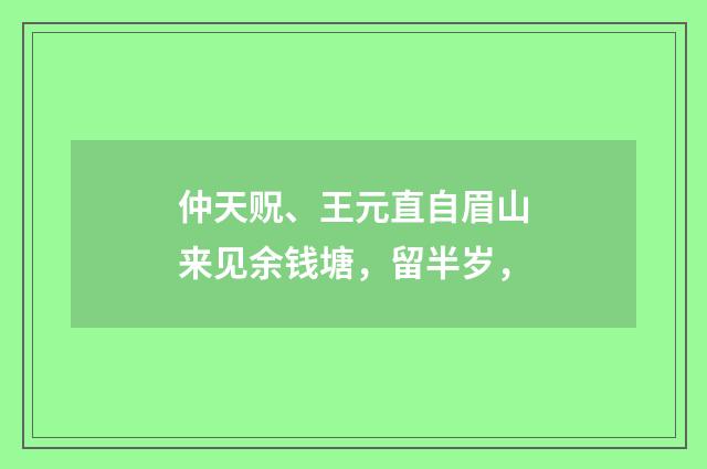 仲天贶、王元直自眉山来见余钱塘，留半岁，
