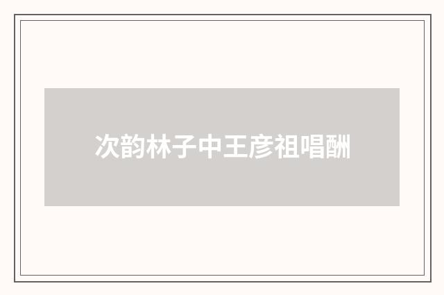 次韵林子中王彦祖唱酬