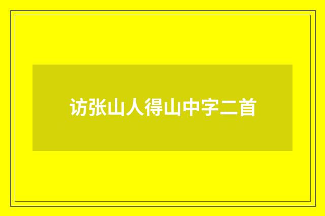 访张山人得山中字二首