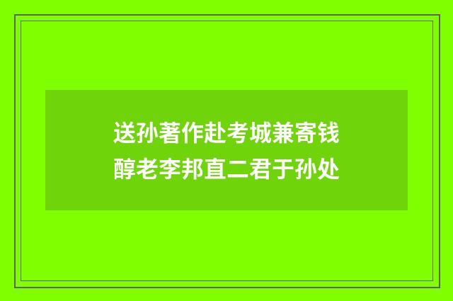 送孙著作赴考城兼寄钱醇老李邦直二君于孙处