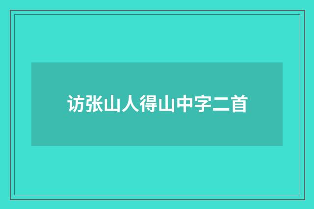 访张山人得山中字二首