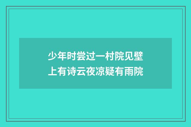 少年时尝过一村院见壁上有诗云夜凉疑有雨院