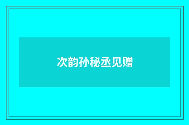 次韵孙秘丞见赠