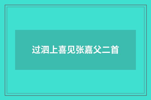 过泗上喜见张嘉父二首