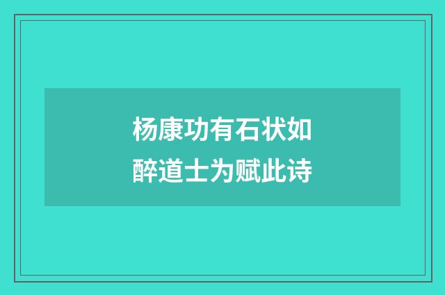 杨康功有石状如醉道士为赋此诗