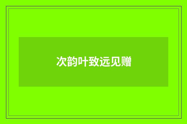 次韵叶致远见赠