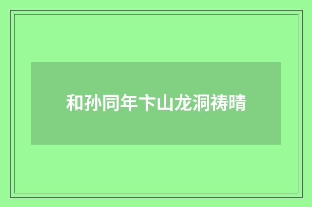 和孙同年卞山龙洞祷晴