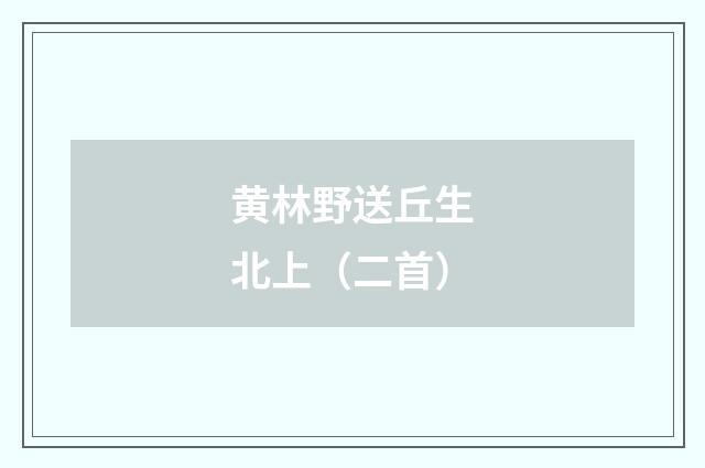 黄林野送丘生北上（二首）