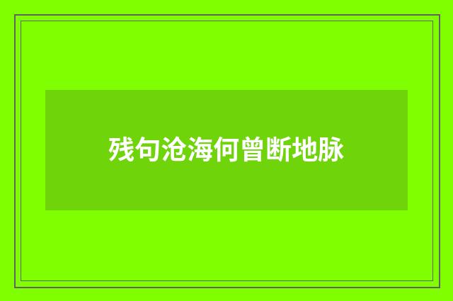 残句沧海何曾断地脉