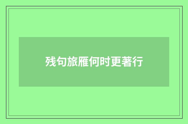残句旅雁何时更著行