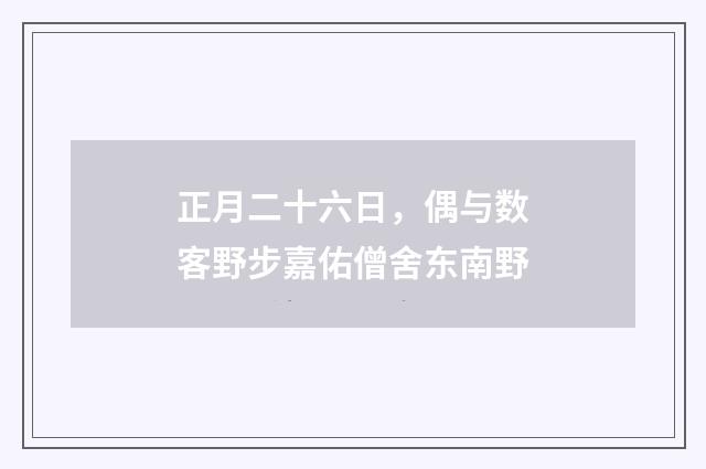 正月二十六日，偶与数客野步嘉佑僧舍东南野