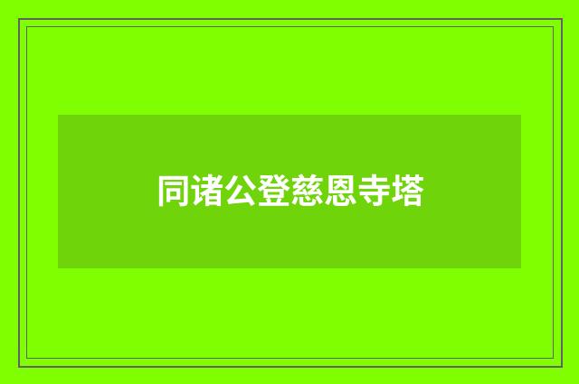 同诸公登慈恩寺塔