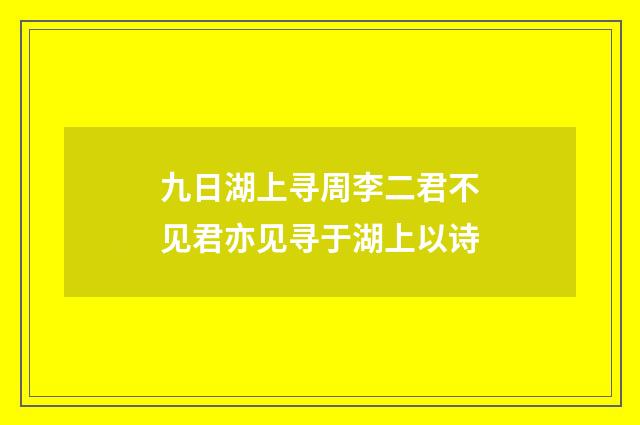 九日湖上寻周李二君不见君亦见寻于湖上以诗