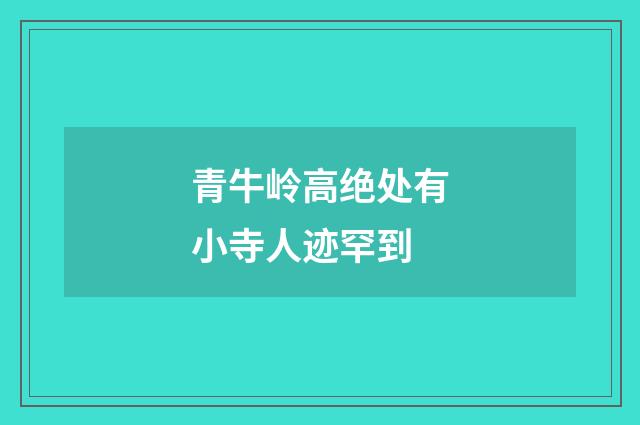 青牛岭高绝处有小寺人迹罕到
