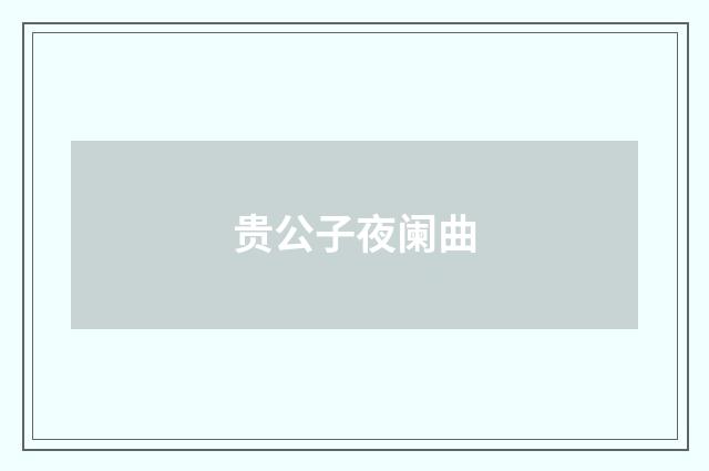 贵公子夜阑曲