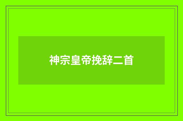 神宗皇帝挽辞二首