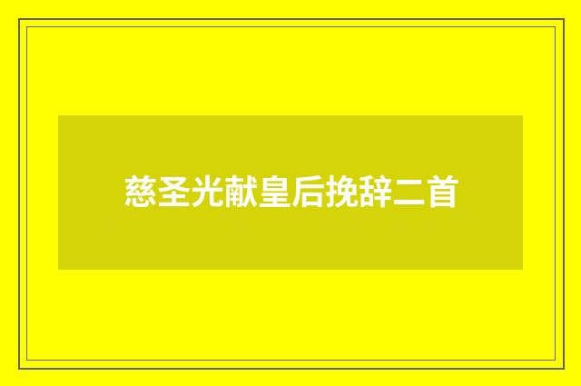 慈圣光献皇后挽辞二首