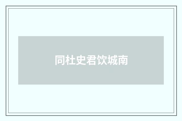 同杜史君饮城南