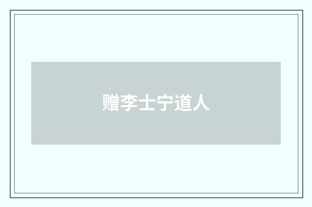 赠李士宁道人