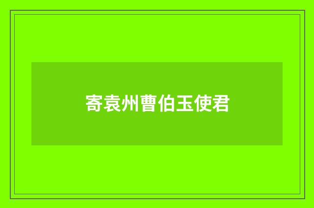 寄袁州曹伯玉使君