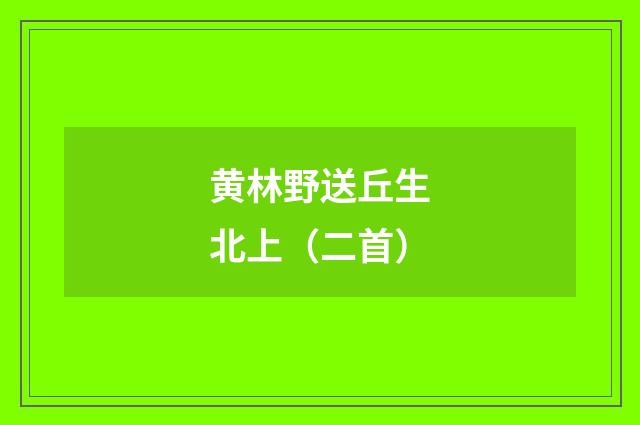 黄林野送丘生北上（二首）