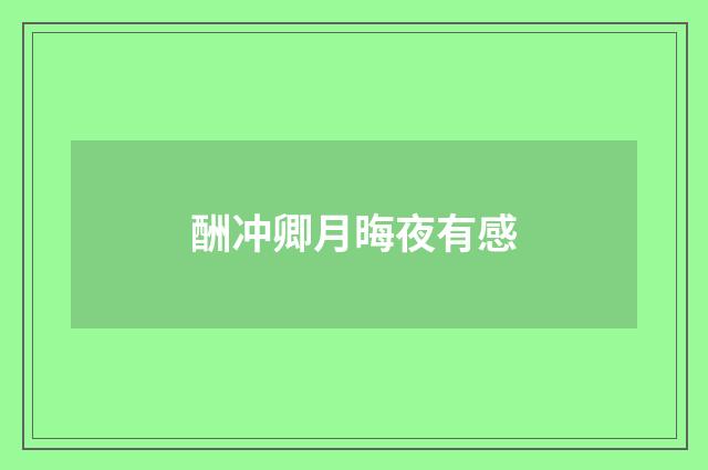 酬冲卿月晦夜有感