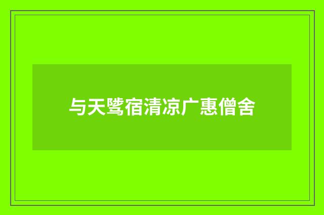 与天骘宿清凉广惠僧舍