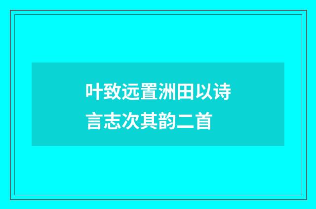 叶致远置洲田以诗言志次其韵二首