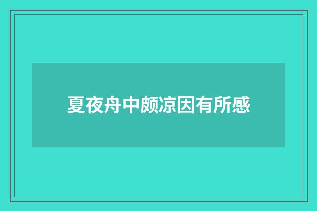 夏夜舟中颇凉因有所感