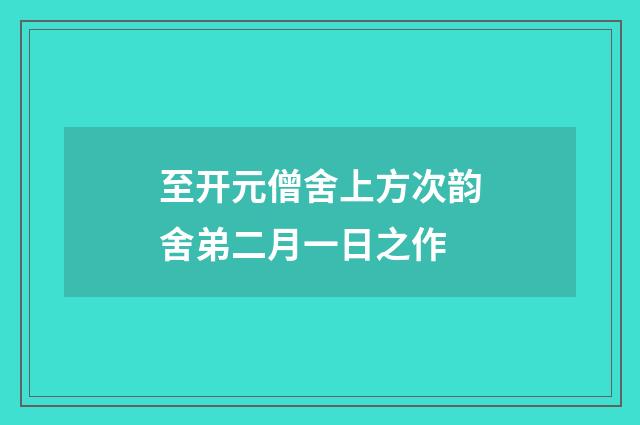 至开元僧舍上方次韵舍弟二月一日之作